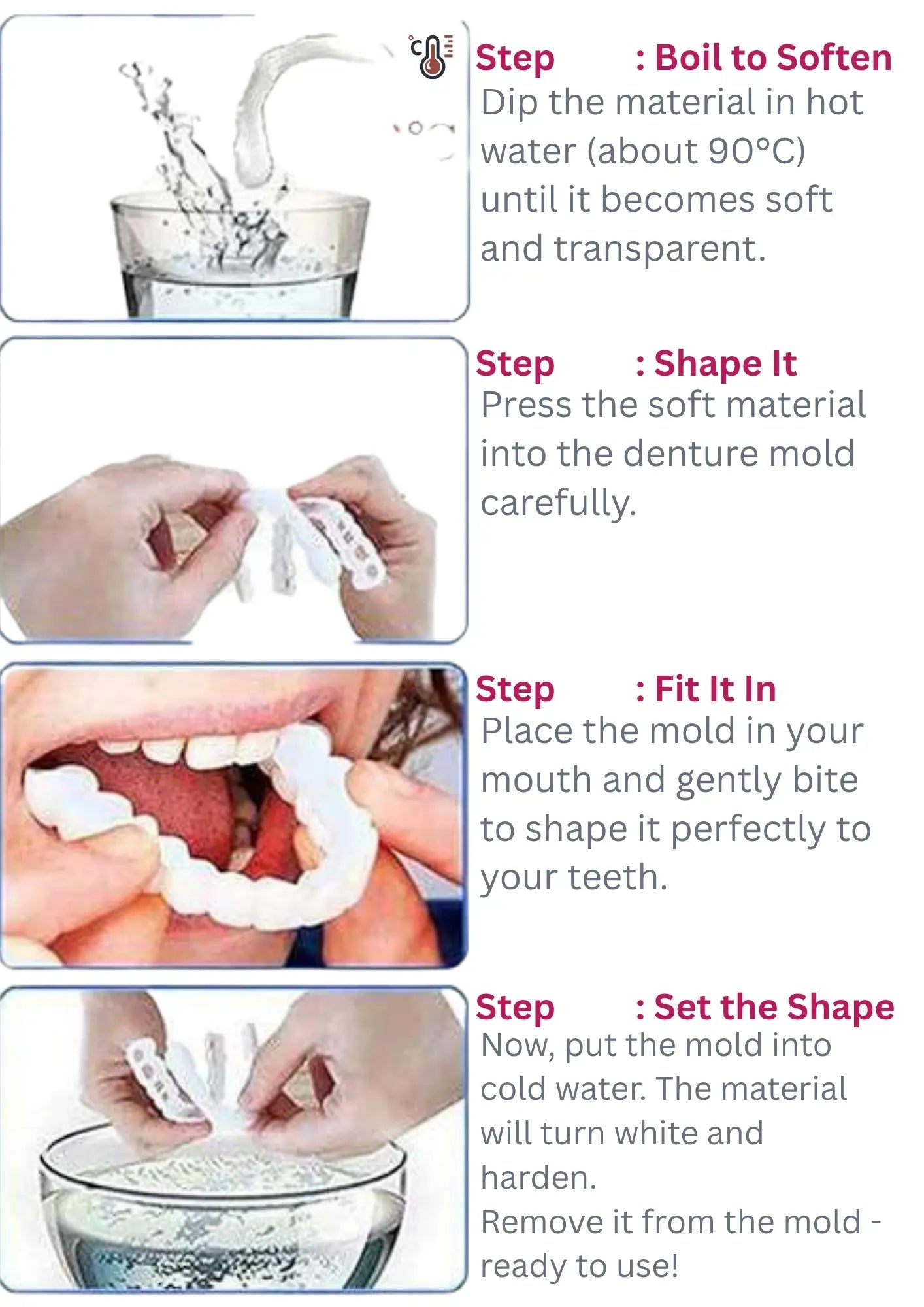 Fit Flex Cosmetic Denture Teeth for Instant Smile